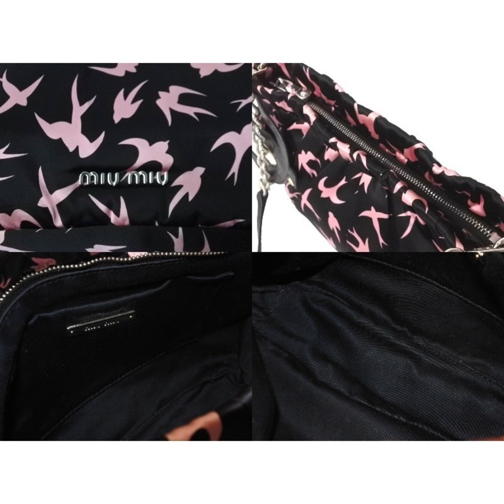 Miu Miu Swallow Pattern Chain Shoulder Bag Black … - image 8